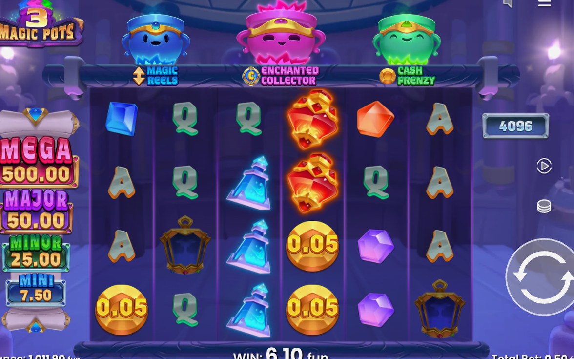 Vinstskärm från Magic Reels Free Spins med sex rader